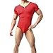 Mens Suspenders Wrestling Singlet Leotard Thong Bodysuit Jumpsuit Briefs Swimwear (XL, Jumpsuit (Red))
