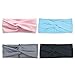 DRESHOW 4 Pack Headbands Vintage Elastic Printed Head Wrap Stretchy Moisture Hairband Twisted Cute Hair Accessories (4 Pack Criss Cross)