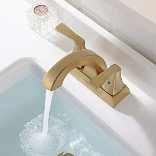 PARLOS 2 Handles Bathroom Faucet with Pop-up Drain and Faucet Supply Lines, Brushed Gold, Doris 1407208