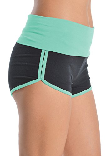 Women Active Sports Tops T-shirt and Dolphin Mini Shorts-YP-MintSmall