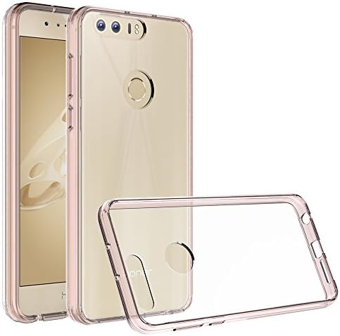 Honor 8 Case, VVIA Protective Case Hard Back PC Cover with Shock Absorb Anti-Scratch Reinforced Corner Protection Bumper Case For Huawei Honor 8 (Clear&amp;Pink)