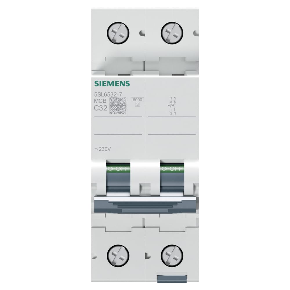 Siemens 5SL6532-7 Circuit Breaker 230V 6Ka, 1+N-Pole, C, 32A, White