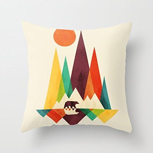 Decorative Square Pillow Case Cushion Cover 24X24 Inches Bear In Whimsical Wild