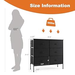 Sweetcrispy Dresser for Bedroom with 6 Storage