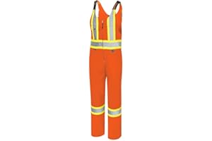 Pioneer Hi Vis Safety Overalls for Men - For Construction, Traffic, Sanitation - Class 2 - 7 Pockets - High Visibility Orange