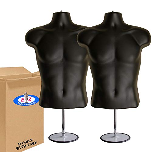 2Pack Male Mannequin Torso, Dress Form Hollow Back Body Tshirt Display