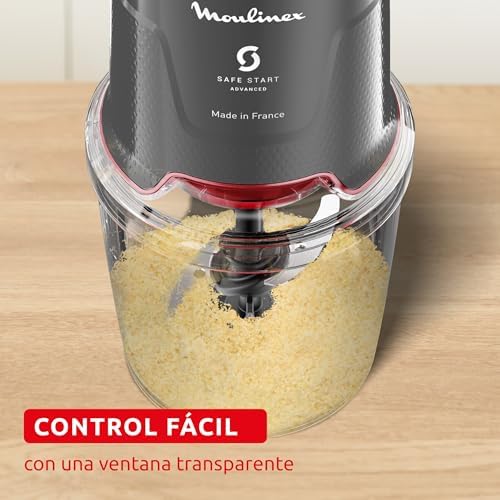 Easy Press, Cortador de alimentos, 600 W, capacidade de 500 ml, 4 lâminas afiadas em aço inoxidável, Safe Start Tecnologia avançada, 3 funções, Lavador de loiça, Cinzento, AT740HF1