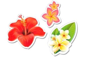 GT GRAPHICS EXPRESS Hawaiian Flowers Set of 3 - Vinyl Sticker Waterproof Decal