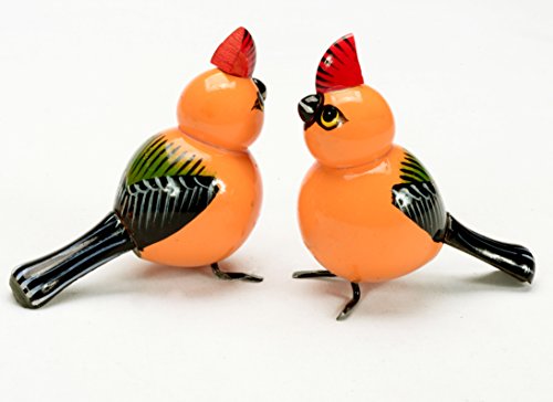 AzKrafts Lot 5 Pcs Handmade Painted Wooden Birds Vintage Indian Craft Toys Gift