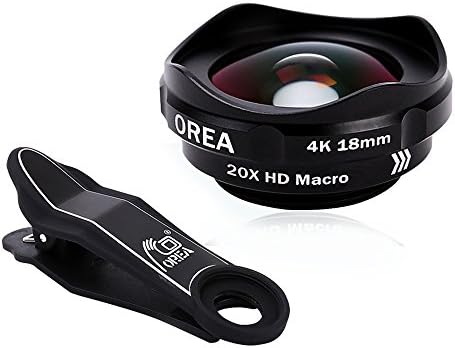 OREA 2 in 1 Professional HD Camera Lens Kit, 18mm Super Wide Angle Lens and 20X Macro Lens, Clip-On Cell Phone Lens for iPhone 7/7 Plus/6s/6s Plus/6/5, Samsung &amp; Most Smartphones