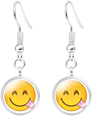 Pop Wild Womens Emoji Expression Time Gem Yellow Earrings