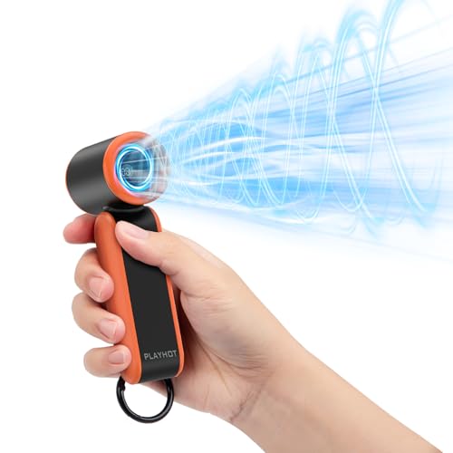 PlayHot Portable Mini Fan, 4oz Lightweight 5-Speed Mini Handheld Fan, 3000mAh Rechargeable Portable Fans Up to 10 Hours, Hand Size Travel Fans for Outdoor Activities, Travel, Beach(Orange)
