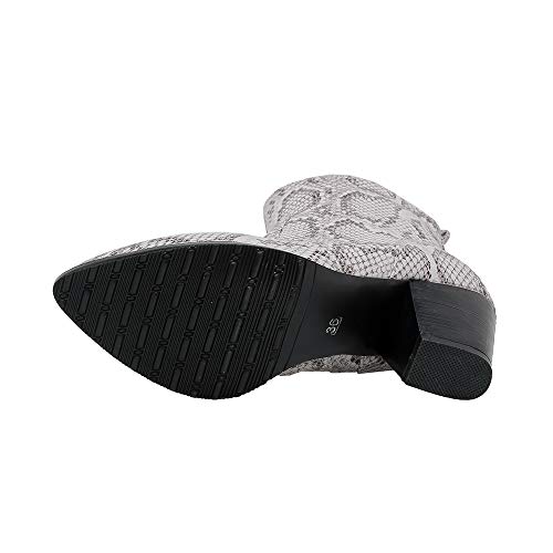 41yRHN5BIrL RAZAMAZA Mujer Elegante Botas con Tacón Ancho Cortas Snake RAZAMAZA Mujer Elegante Botas con Tacón Ancho Cortas Snake - Imagen 4