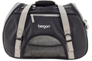 Coastal Pet Bergan Comfort Carrier - Safe, Comfortable Dog & Cat Travel Carrier - Airline Friendly Soft Pet Carrier - Breathable Carrier for Pet Owners - Black & Grey, 19" x 10" x 13"
