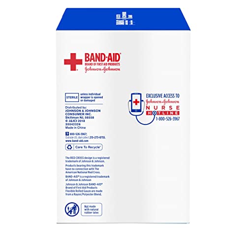BAND-AID BRAND OF FIRST AID PRODUCTS FLEXIBLE ROLLED GAUZE DRESSING FOR MINOR WOUND CARE, SOFT PADDING AND INSTANT ABSORPTION, 3 INCHES BY 2.1 YARDS, VALUE PACK 5 CT