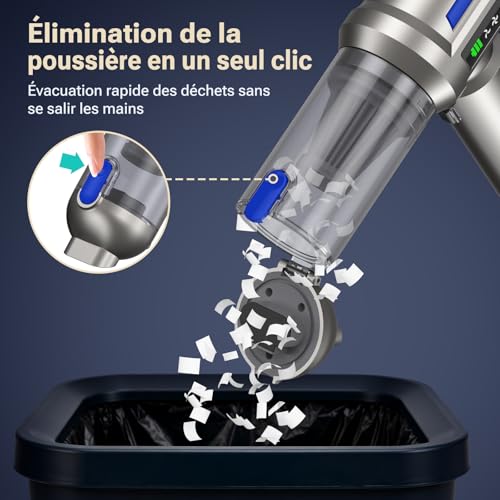 Handheld Vacuum Cleaner, 27000Pa/120W Mini Cordless Vacuum Cleaner & 250,000 RPM 3 Speeds Car Vacuum Cleaner with Brushless Motor, Wireless Car Vacuum Cleaner for Office, Home, Kitchen, Bristles