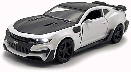 LMOY Pull Back Diecast Vehicles Toys ,Fast & Furious Chevrolet Camaro 1/32 Scale Car Collection Model with Light and Sound for 3 4 5 6 Years Old Boys and Girls (White)