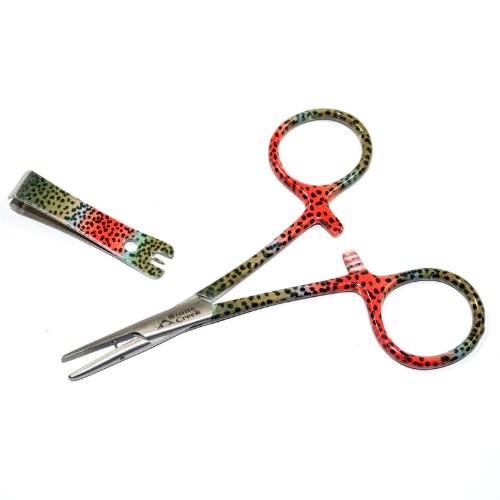 Rainbow Trout Print Fly Fishing Forceps and Line Nippers Anglers Combo Kit