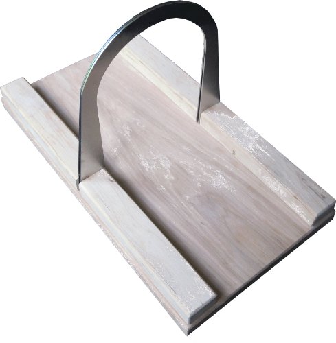 Bread Slicer Hickory Elite, Brushed Stainless Steel Guide and Hickory Wood Bread Board (5 Inch Loaf)