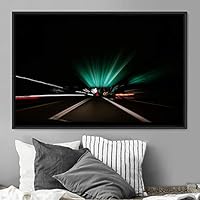 Framed Canvas Wall Art Light Exposure Colorful Industrial Lights Multicolor Neon Photography Places Portrait Realism - 16x24 inches