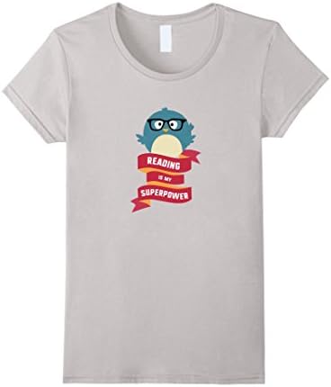 Womens Reading is my Superpower T-Shirt for Women, Men and Kids Large Silver