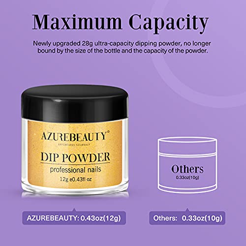 Dip Powder Nail Set 10 Colors AZUREBEAUTY Gold Glitter Dipping Powder