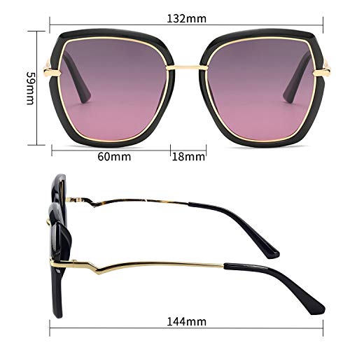 BEDO Gray Lens Polarized Sunglasses for Women Vintage Big Frame Sun Glasses Ladies Shades