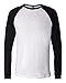 Bella 3000 Mens Jersey Long Sleeve Baseball Tee - White & Black44; Extra Large