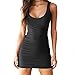 MOLFROA Women's Sexy Sleeveless Fold Low-cut Solid Color Backless Vest Summer Dresses (M,Black)
