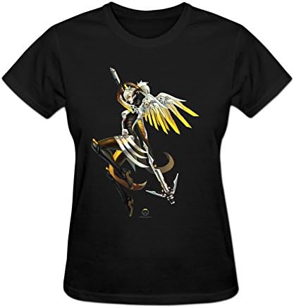 Women's 2016 Attractive Overwatch Mercy Pre-cotton T Shirt By Eurpeck XXL Black