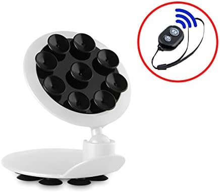 Universal Smartphone Multifunction Double-Sided Suction Cup Mount with Bluetooth Remote Shutter for Hands-Free Pics, Videos, Car, Desktop Stand Holder for iPhone, Samsung Galaxy, etc. (Black)
