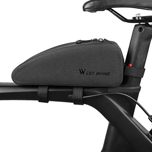WESTGIRL Bicycle Top Tube Storage Bag, Waterproof Triangle Bike Handlebar Front Frame Pouch Large Capacity Lightweight Pack Road Mountain Cycling Accessories (Black)