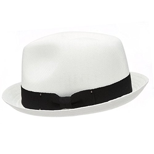 Men's Summer Lightweight Linen Fedora Hat (S/M, WHITE)