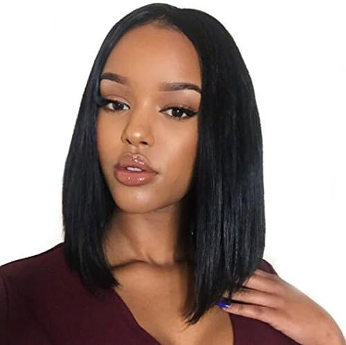 14 inch Short Bob Black Wig Women Natural Synthetic Wigs For Black Women Heat Resistant Synthetic Bob Hair Women (1B)