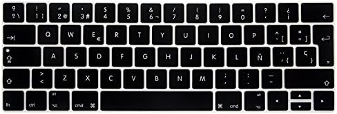 QIUIU Spanish Language Keyboard Cover Silicone Skin for Newest Version MacBook Pro with Touch Bar 13" or 15" (2016 and 2017, Model Number A1706, A1707) European Layout