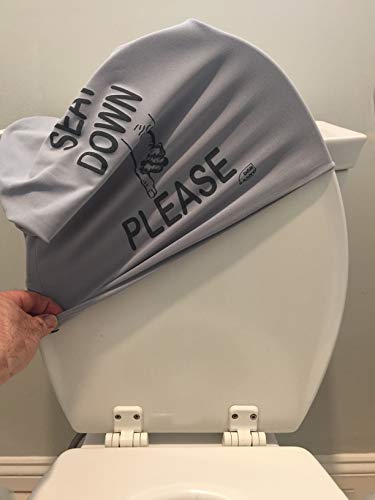DISH NANNY Spandex Toilet Seat Sign Cover - Potty Training Adults | Bathroom Reminder to Put The Toilet seat Down (Light Grey) - Thumbnail 2
