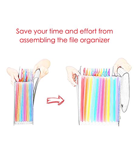 SanerDirect Expanding File Folders, 12 Pockets Multi-Color Accordion A4 Documents Bill Letter Organiser File, Plastic Portable Filling Storage with Big Capacity Expandable File with Cover - Thumbnail 3