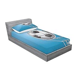 Ambesonne Soccer Fitted Sheet & Pillow Sham