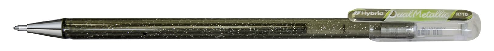 Pentel K110 Hybrid DualMetallic Gel Rollerball, 1.0mm Tip, Silver/Metallic Copper Green (Pack of 12)