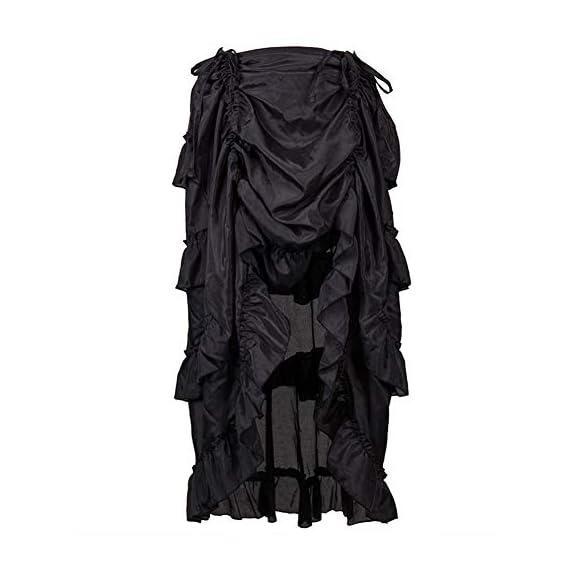 MILIMIEYIK-Steampunk-Clothing-for-Women-Plus-Size-Vintage-Gothic-Victorian-Ruffled-High-Low-Skirt-Womens-Overskirt-Black