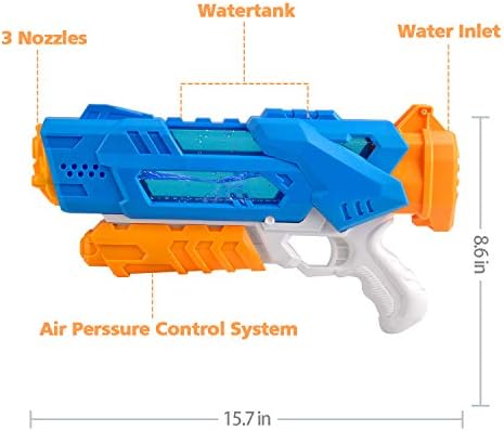 Sand Water Toys Bloranda Big Water Gun Transparent Fast Fill Water Blaster 3 Nozzles For Kids Toys Hobbies
