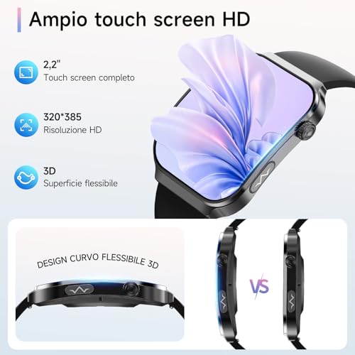 Lgnitek 2026 New Smartwatch with ECG, 2.2 Inch Curved Watch with Blood Pressure/HRV/SpO2/Uric Acid/Emotions/Fatigue/Sleep/Heart Rate Monitor for Men Fitness Tracker, IP68 iOS Android