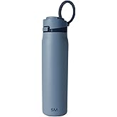 Simple Modern Mesa Loop Water Bottle with Covered Straw and Handle | 24oz Cup Holder Friendly Insulated Stainless Steel Bottles for Travel, Sports and School | Deep Dune