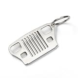 Airisland Jeep Grill Key Chain Key Tag Laser-Cut 304 Stainless Steel Keychain Never Rust Bend or Break for Jeep Wrangler Accessories Enthusiasts (YJ, Silver)