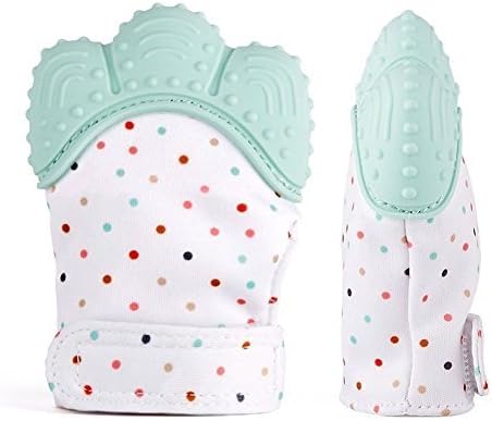 Self Soothing Baby Teething Mitten For Infants - Silicone Teether Glove for Pain Relief &amp; Sore Gums While Teething - Great Baby Shower Gift &amp; Toy for Babies - BPA FREE &amp; Food Grade