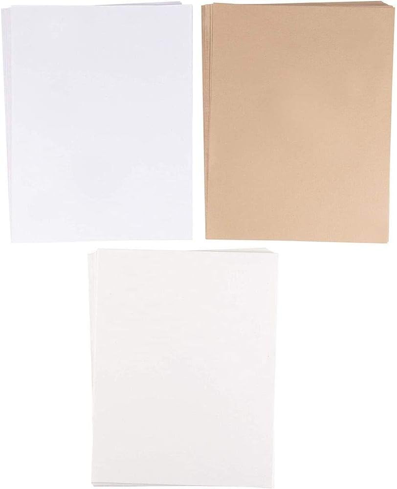 48-Sheet Stationery Paper - Tree-Free Handmade Paper for Letters, Invitations, 120 GSM, Laser and Inkjet Printer Friendly, 3 Assorted Colors, White, Ivory, and Taupe, Letter-Sized, 8.5 x 11 Inches