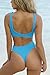 QINSEN Women Sexy Knotted Front Cropped Top Bikini Sets Thong Swimsuit Blue S