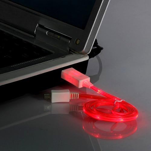 Blisstel ® Visible LED USB Charger Data Sync Cable for Htc, Samsung Galaxy S5 S4 S3 S I9500, Galaxy Note 4,3,2 and More Android Smart Phones (Red)