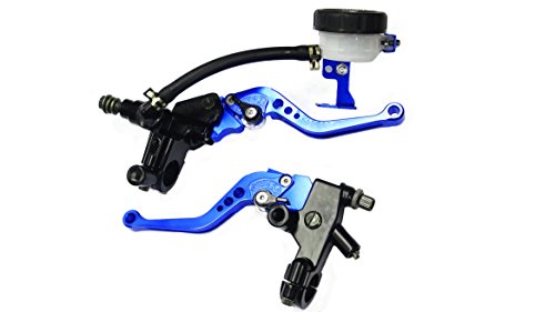 Soosee Universal Motorcycle 7/8" Front Brake Clutch CNC Master Cylinder Fluid Reservoir Levers for Scooter / Dirt Bike/Sport Bike / Street Bike(Bl)