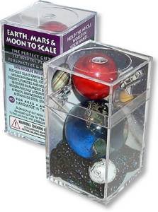 Earth, Mars, Moon To Scale Marble Box Set